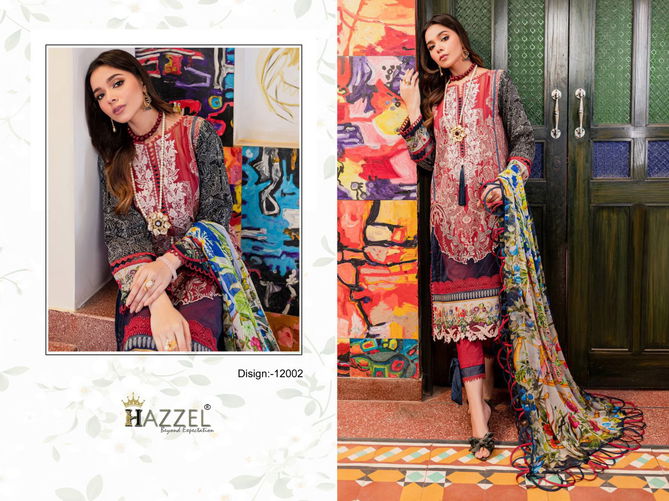 Queens Court Vol 12 By Hazzel Cotton Dupatta Embroidery Pakistani Suits Wholesale Online
